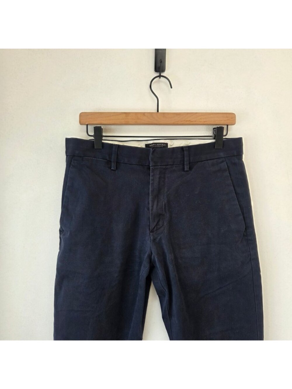 Banana Republic Aiden Slim Fit Trousers Pants Navy Blue Chinos Men's 31x32 - Picture 4 of 8
